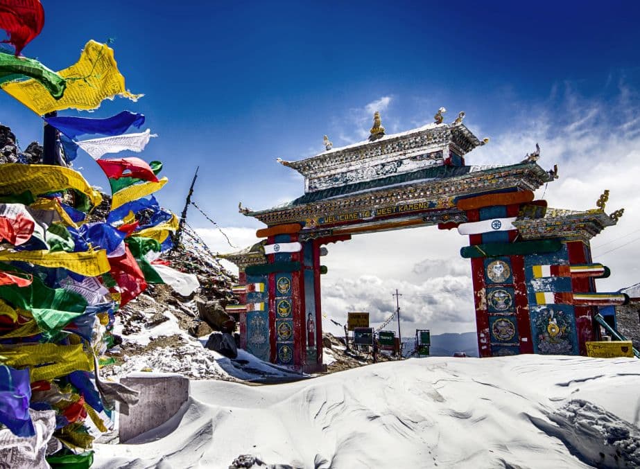 Snow-covered mountains, Tawang Monastery and scenic valleys in Arunachal Pradesh, Northeast India